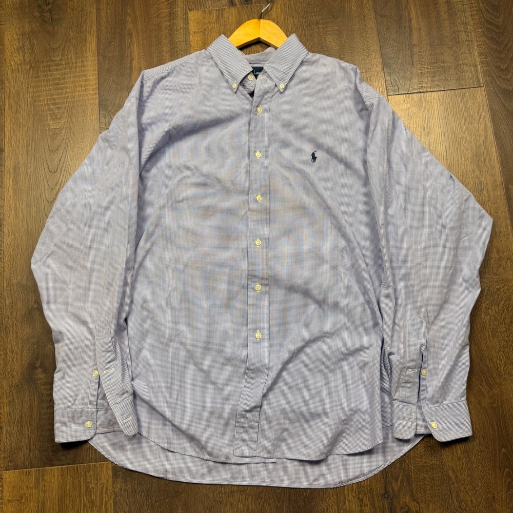 Vintage 90s Polo Ralph Lauren Blake Men's XL Blue Check Button Down Shirt